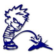 calvin peeing on jet Decal