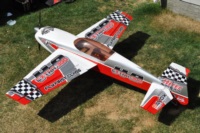 Hangar 9 Extra 300 with checker graphics
