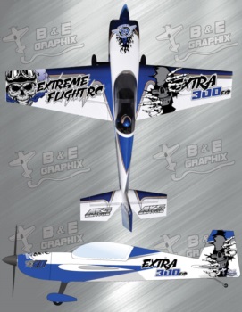 Extreme Flight Extra 300V2 Blue White Skulls